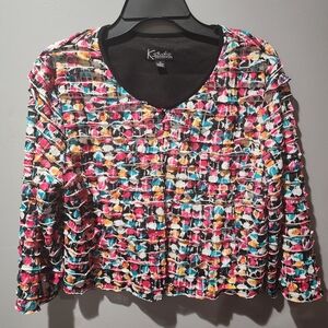 Multicolor Ruffled Cropped Statement Jacket 14/L
